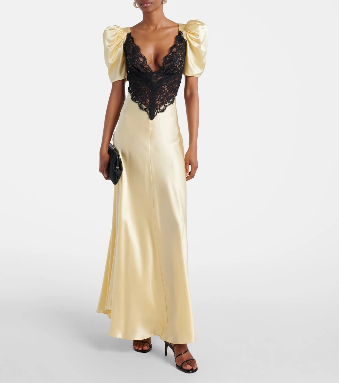 Rodarte - Lace-trimmed silk charmeuse gown