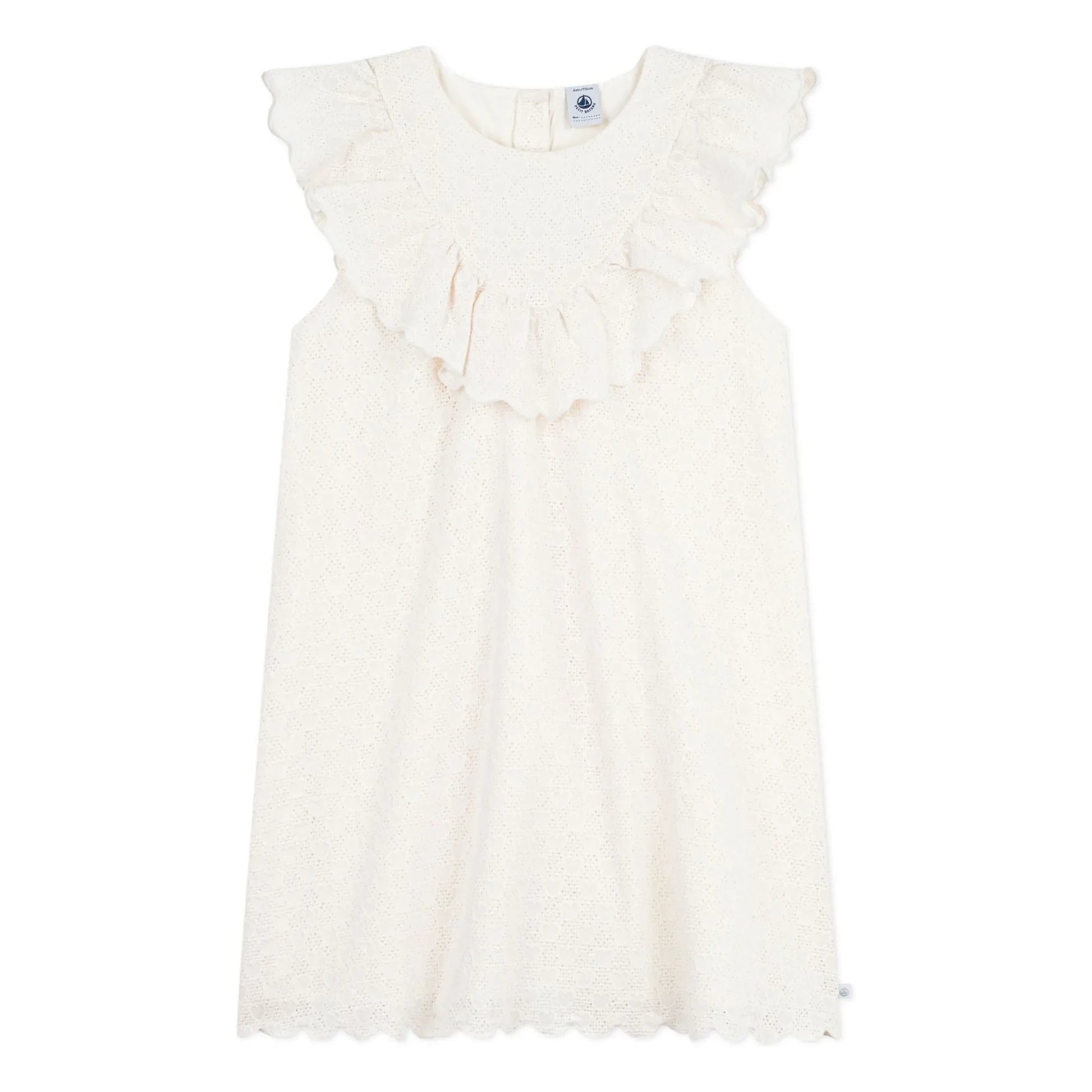 Petit Bateau - Robe Broderie Anglaise Cœurs Coton Bio | White