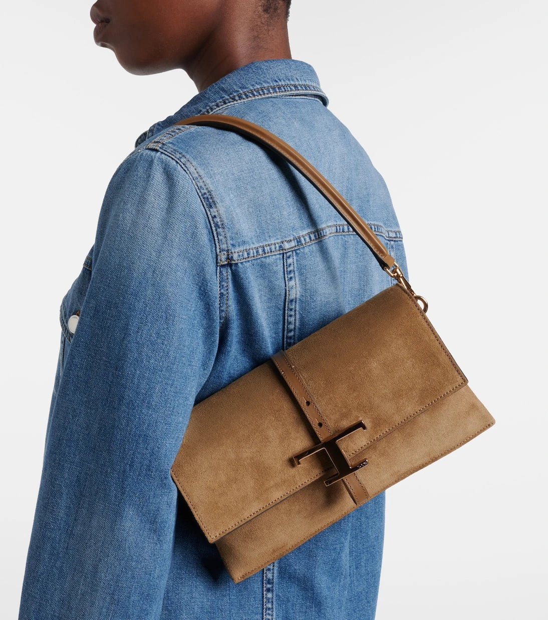 Tod's - T Timeless Small suede shoulder bag