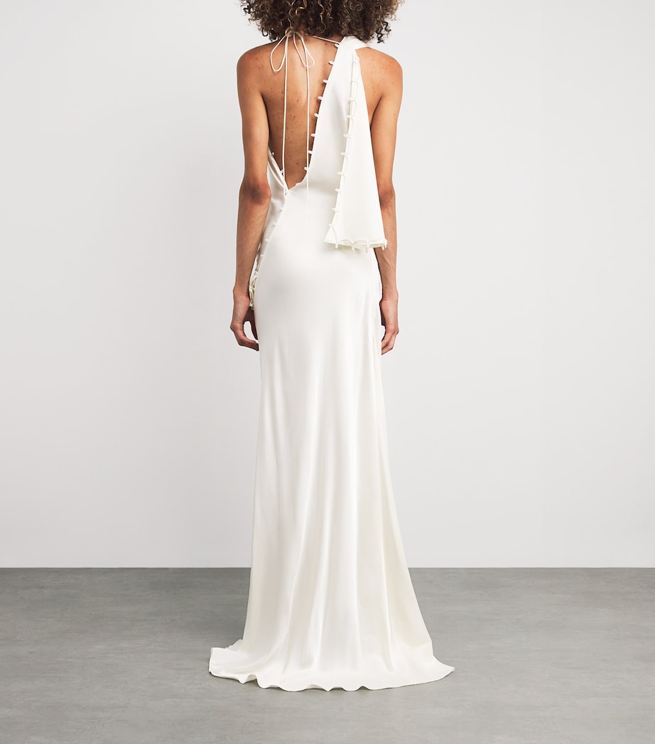Victoria Beckham Ivory Satin Rouleaux Gown