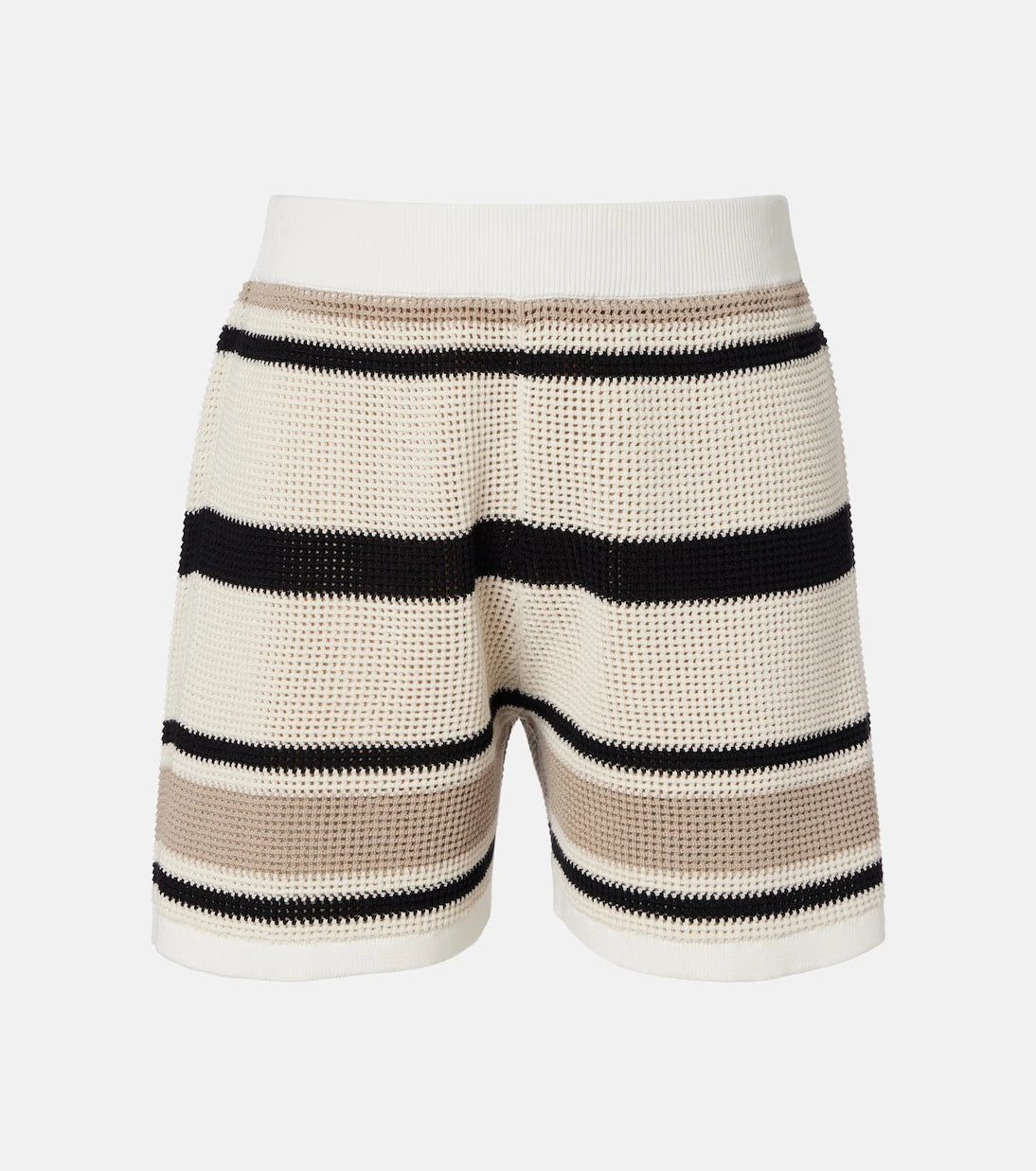 Brunello Cucinelli - Open-knit striped cotton shorts