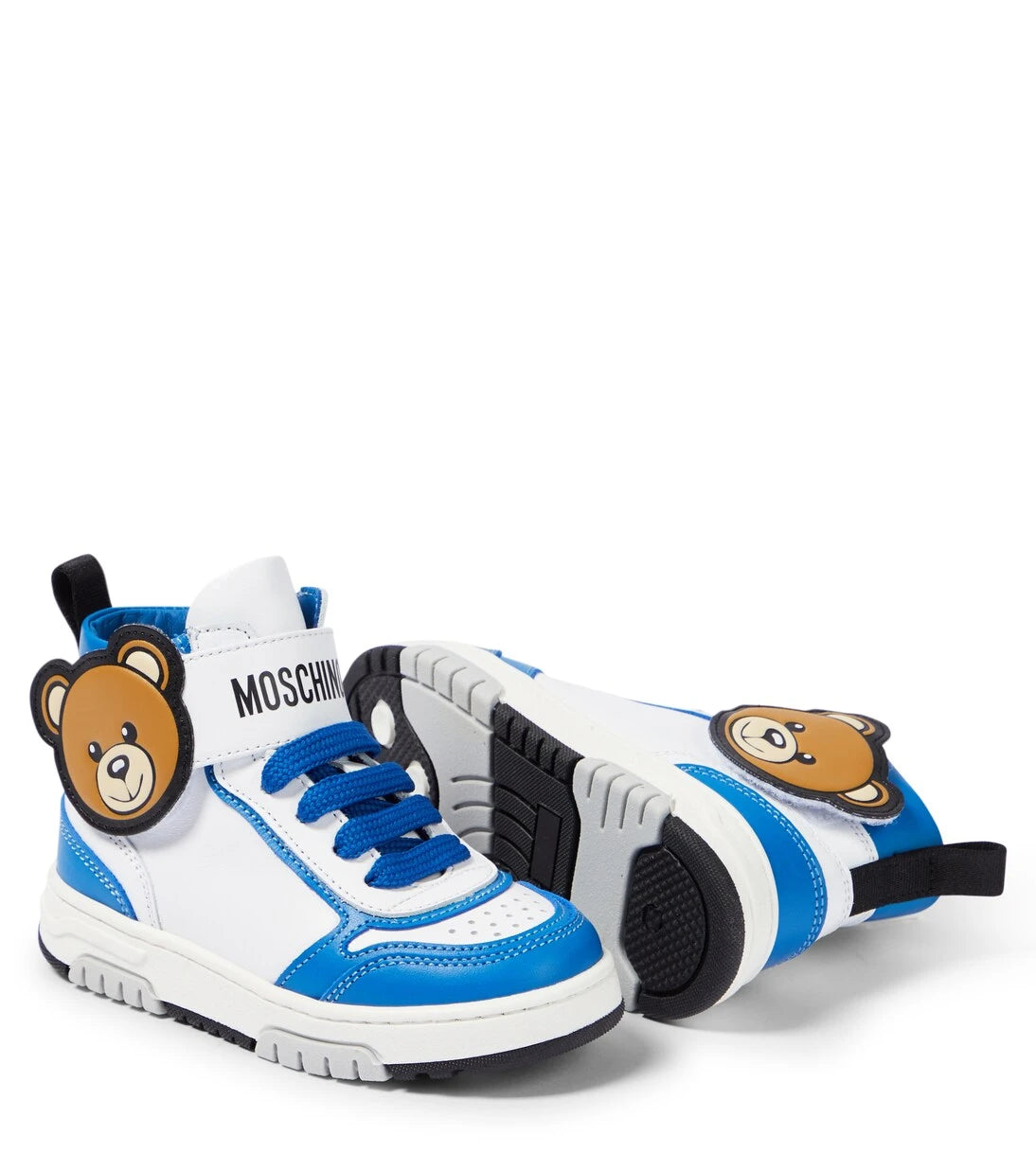Moschino Kids - أحذية رياضية جلدية بشعار