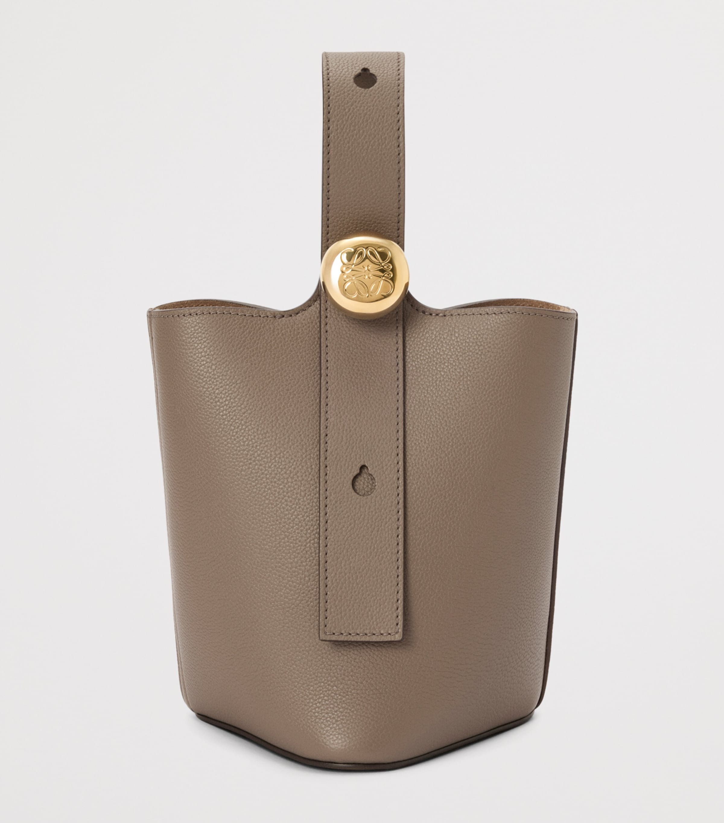 LOEWE Brown Mini Leather Pebble Bucket Bag