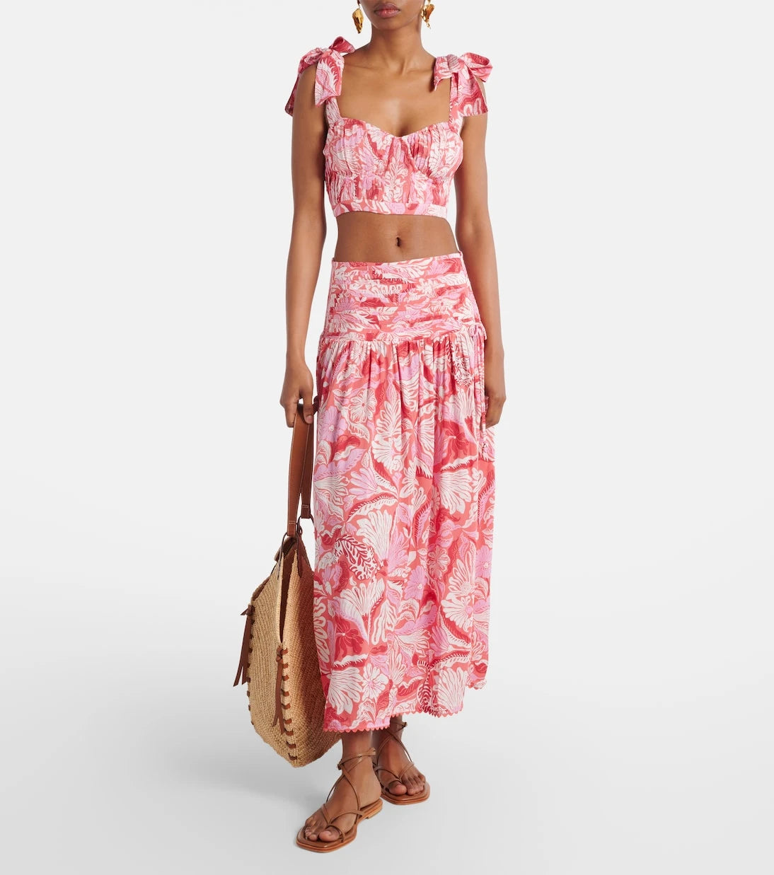 Poupette St Barth - Carla pleated printed crop top