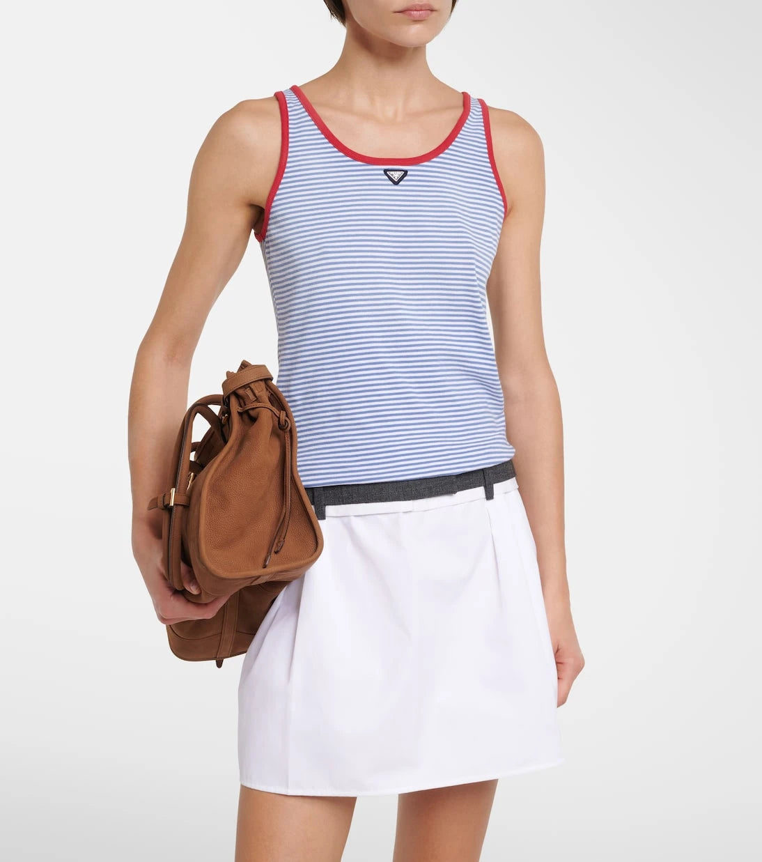 Prada - Striped cotton jersey tank top