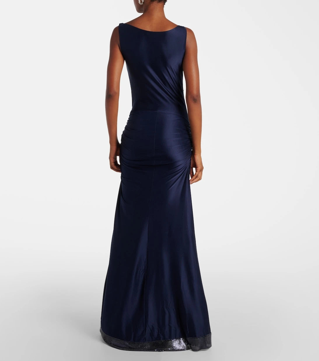 Rabanne - Embellished gathered satin maxi dress