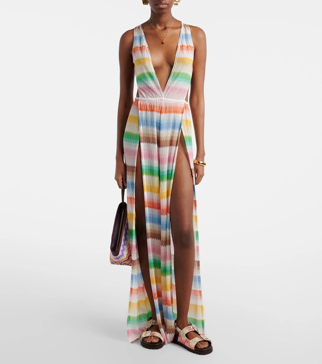 Missoni - صندل ميا زيجزاج ذو الكعب العالي والحزام الخلفي
