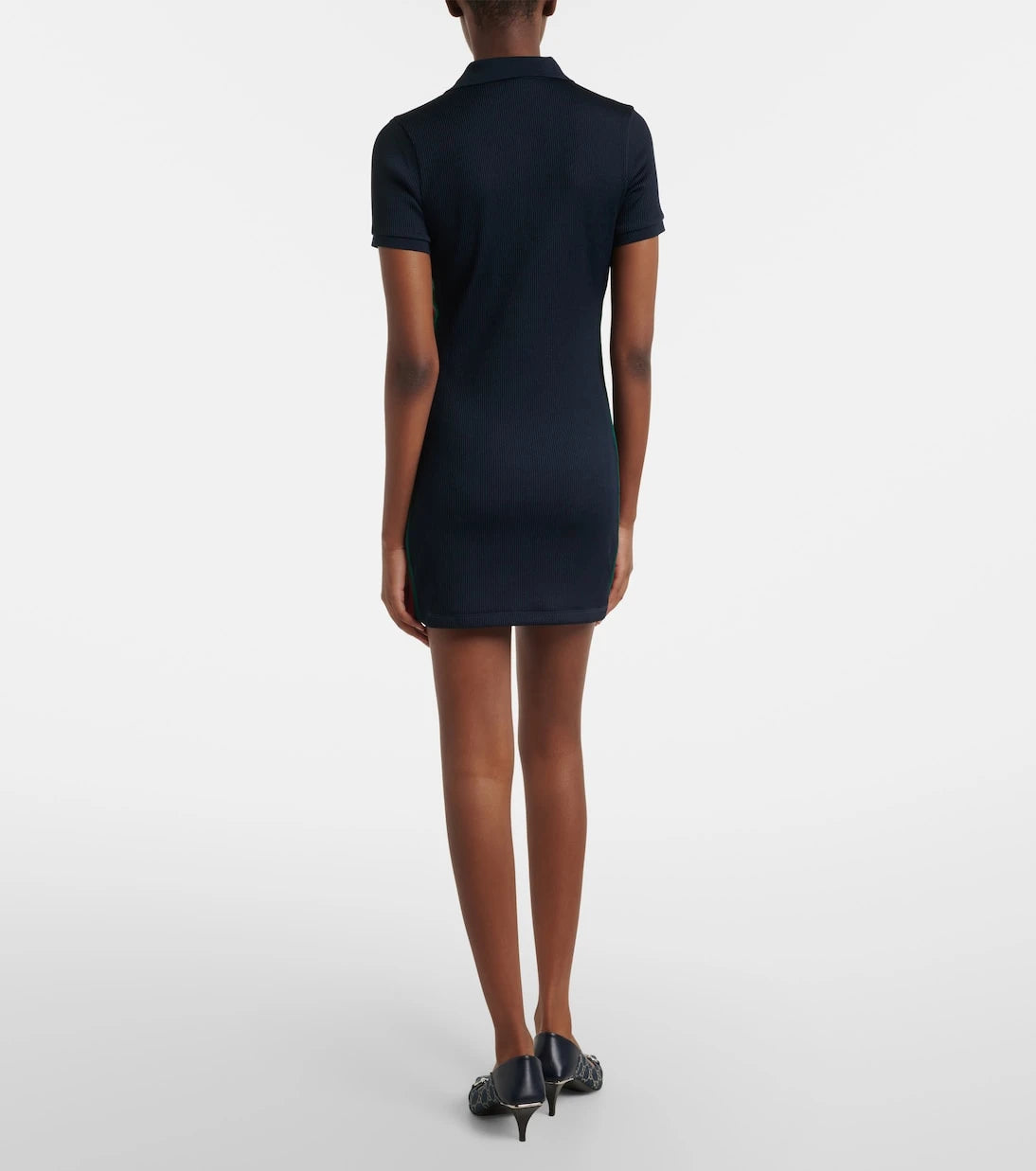 Gucci - Web Stripe ribbed-knit jersey polo dress