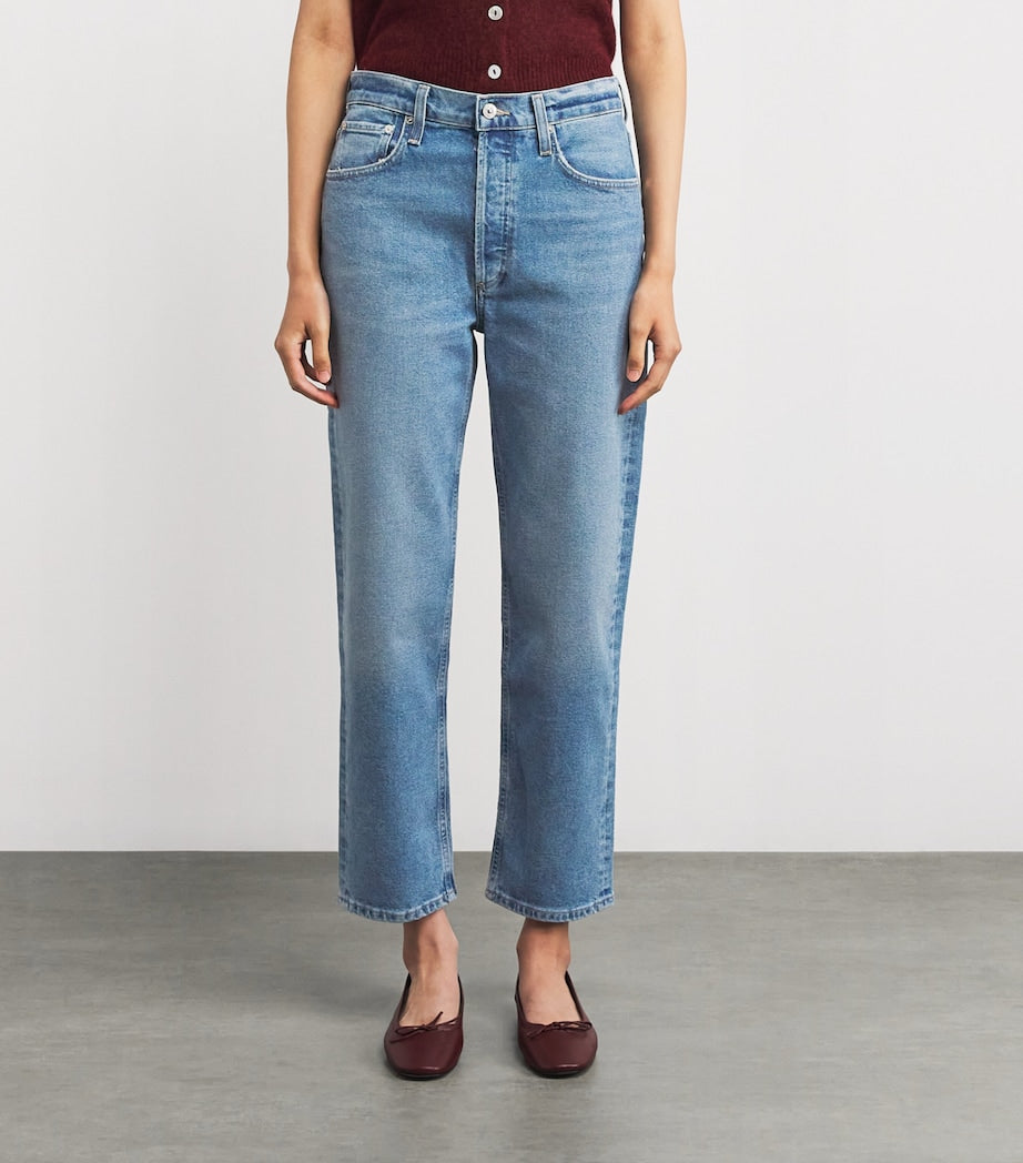 Citizens of Humanity Blue High-Waist Delfina Straight Jeans