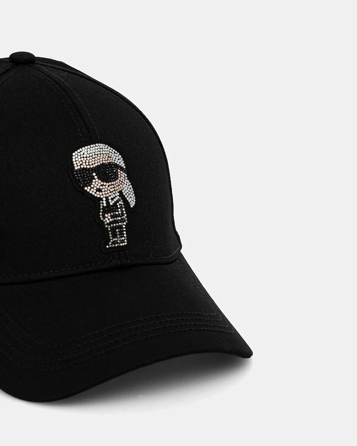 Памучна шапка с козирка Karl Lagerfeld IKON RHINESTONES