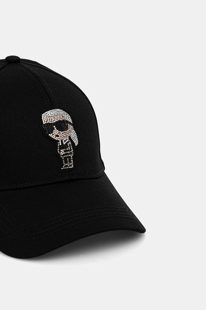 Памучна шапка с козирка Karl Lagerfeld IKON RHINESTONES