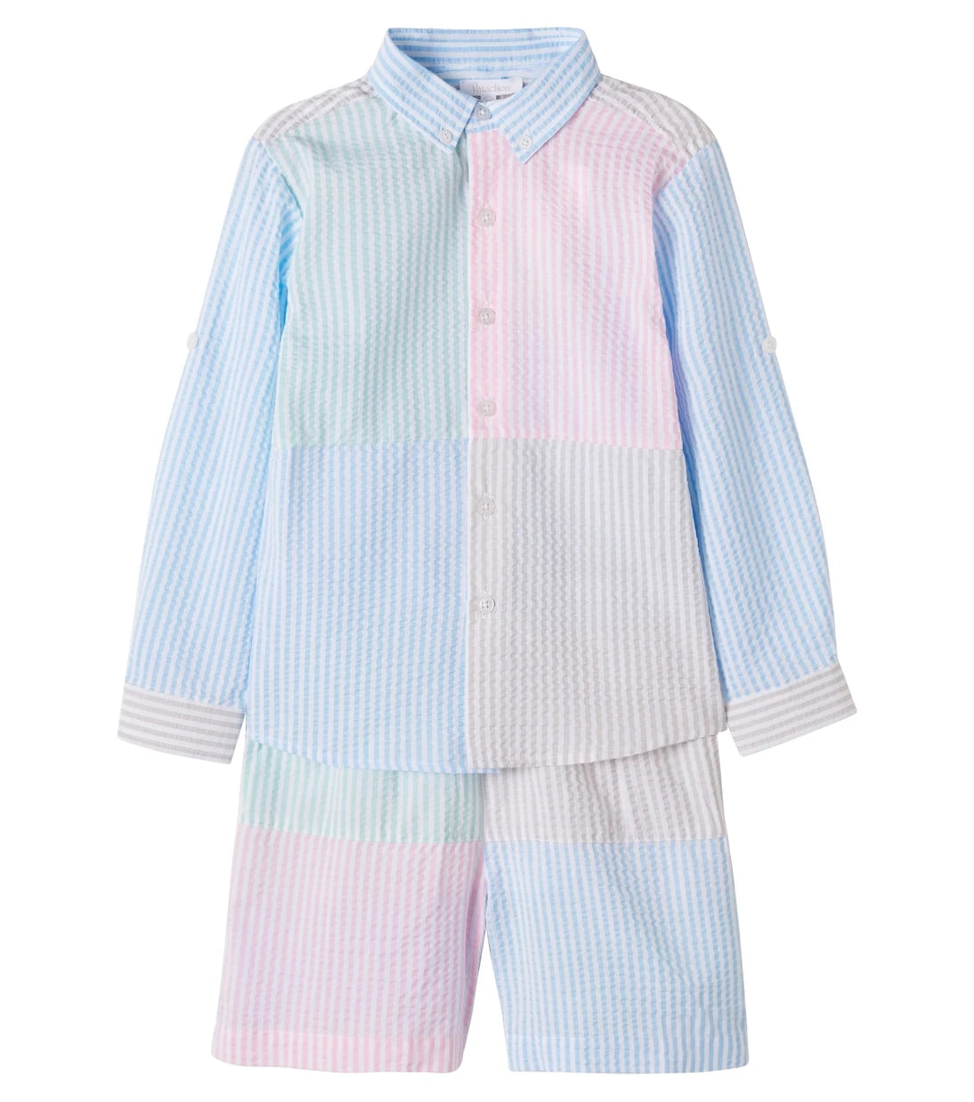 Patachou - Striped seersucker shirt and shorts set