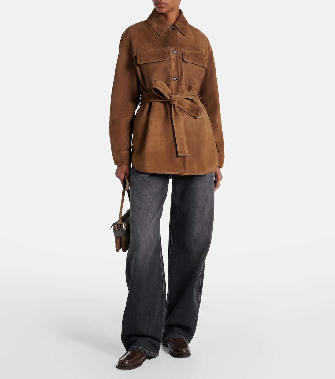Brunello Cucinelli - Belted suede field jacket