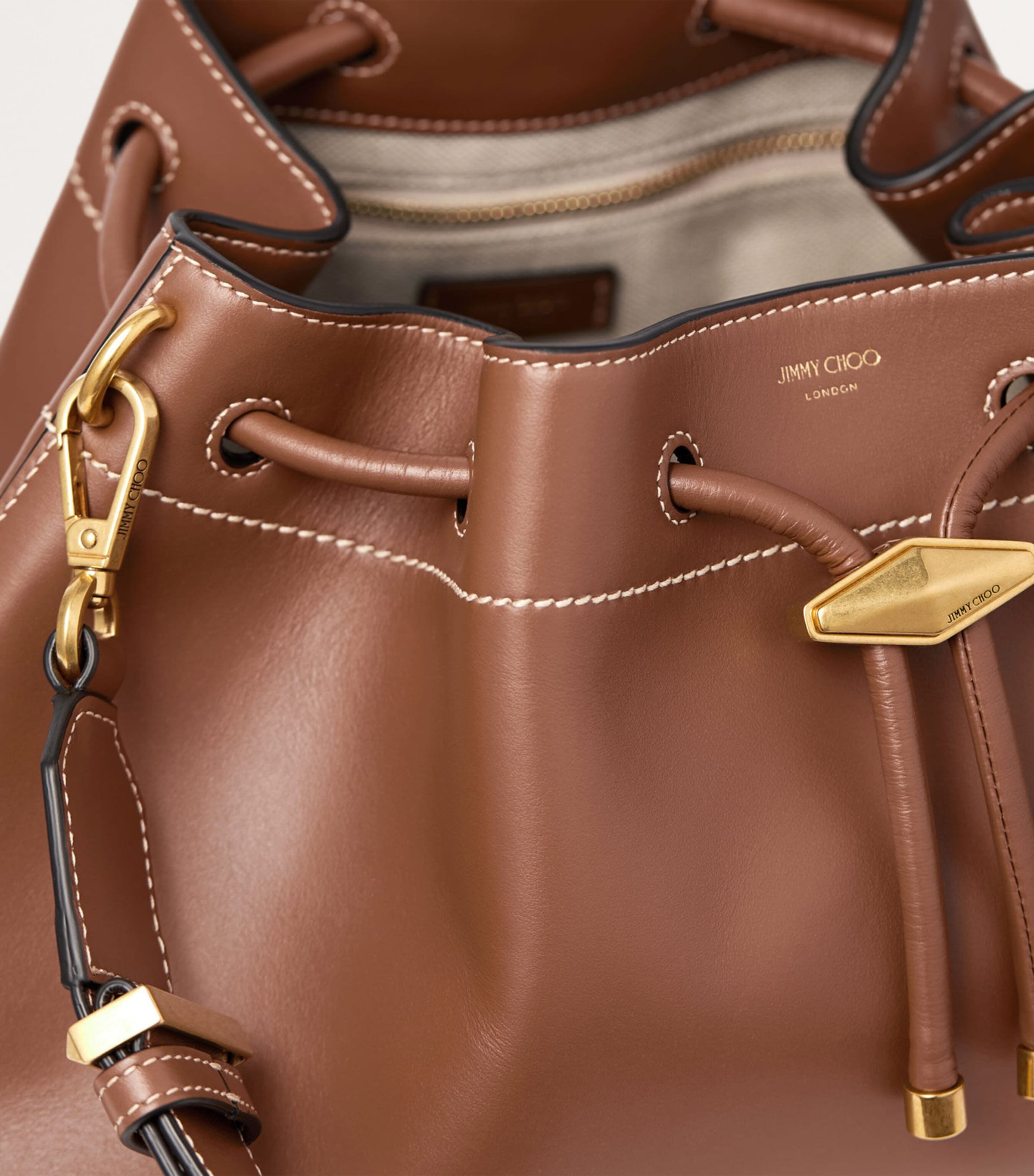 Brown Medium Cinch Leather Bucket Bag