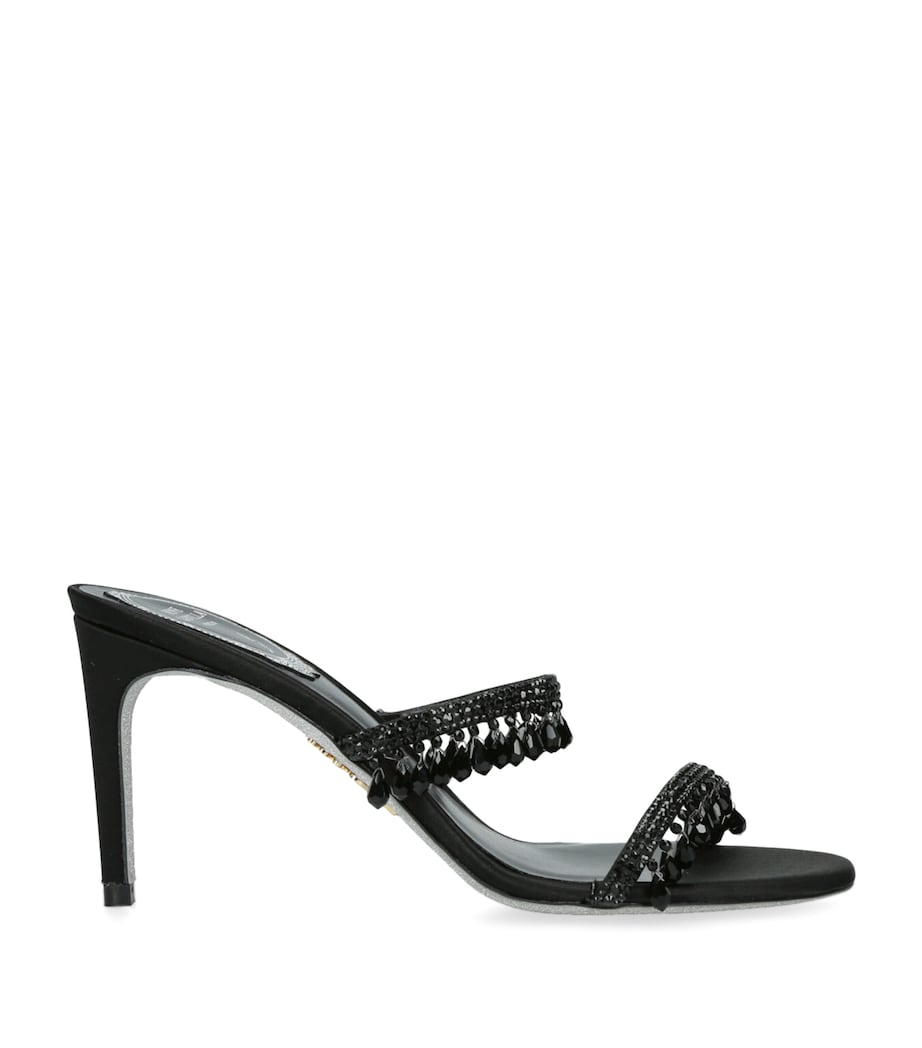 René Caovilla Black Embellished Chandelier Heeled Mules 80