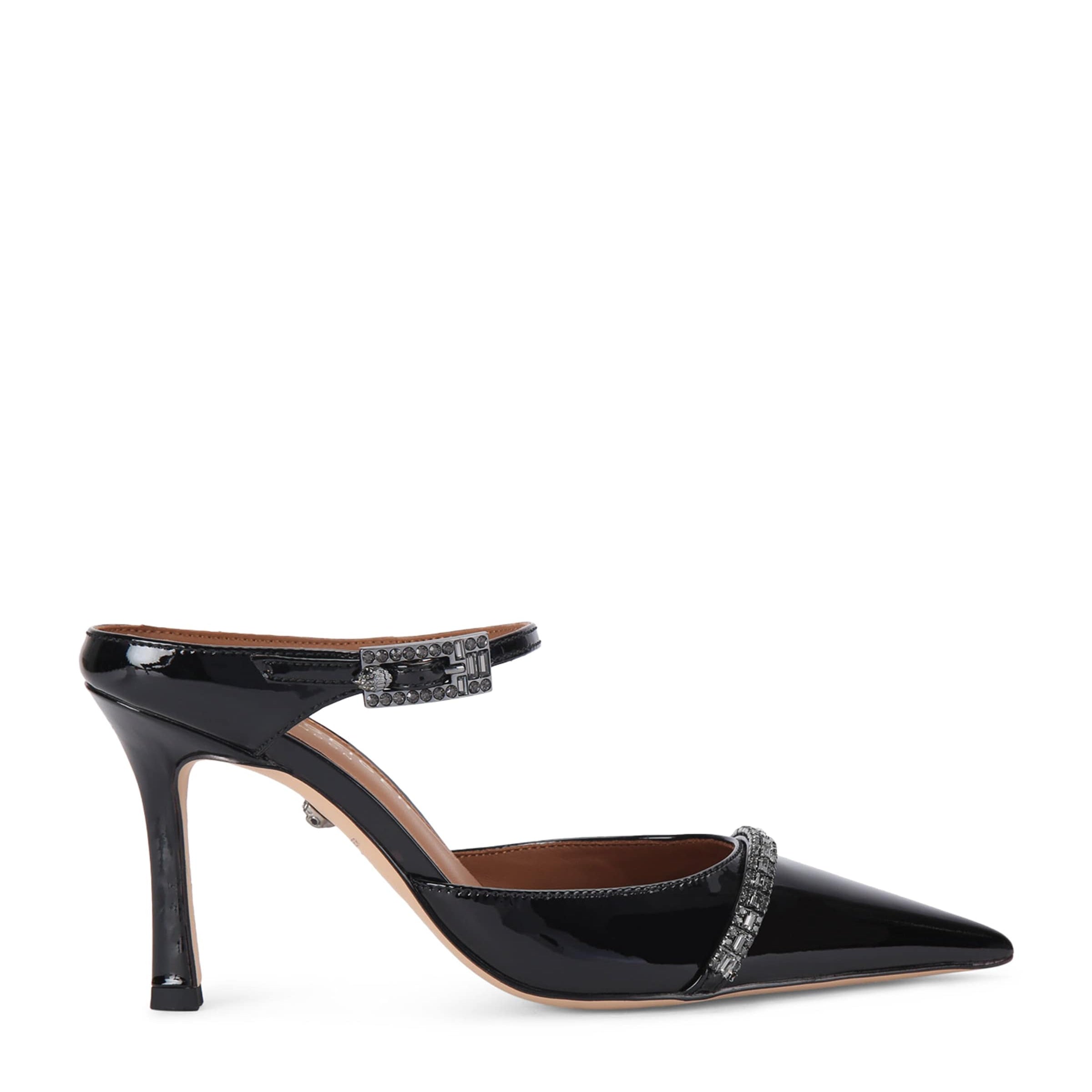 Patent Leather Embellished Strass Point Mules 90