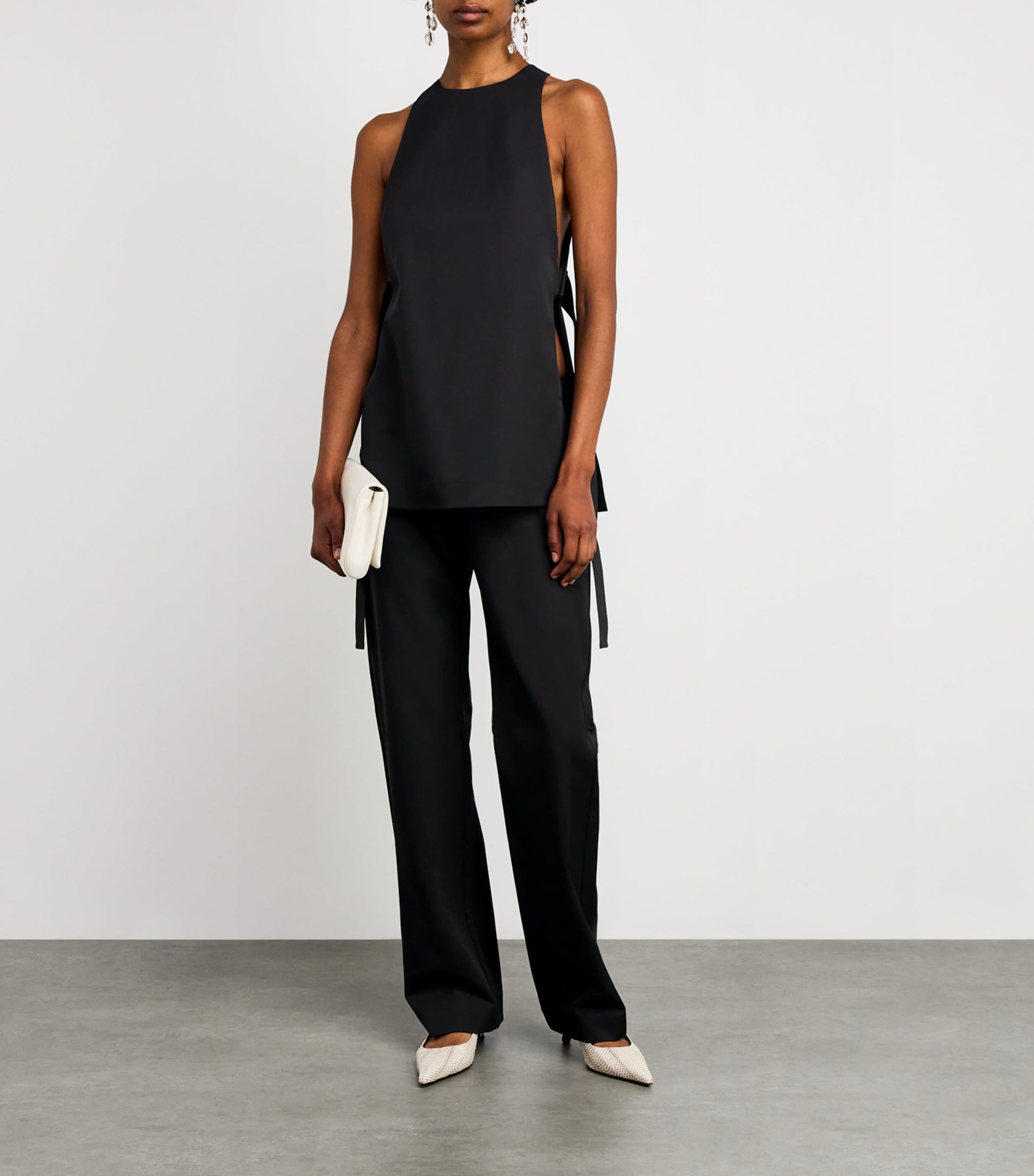 St. Agni Black Stretch-Wool Sleeveless Top