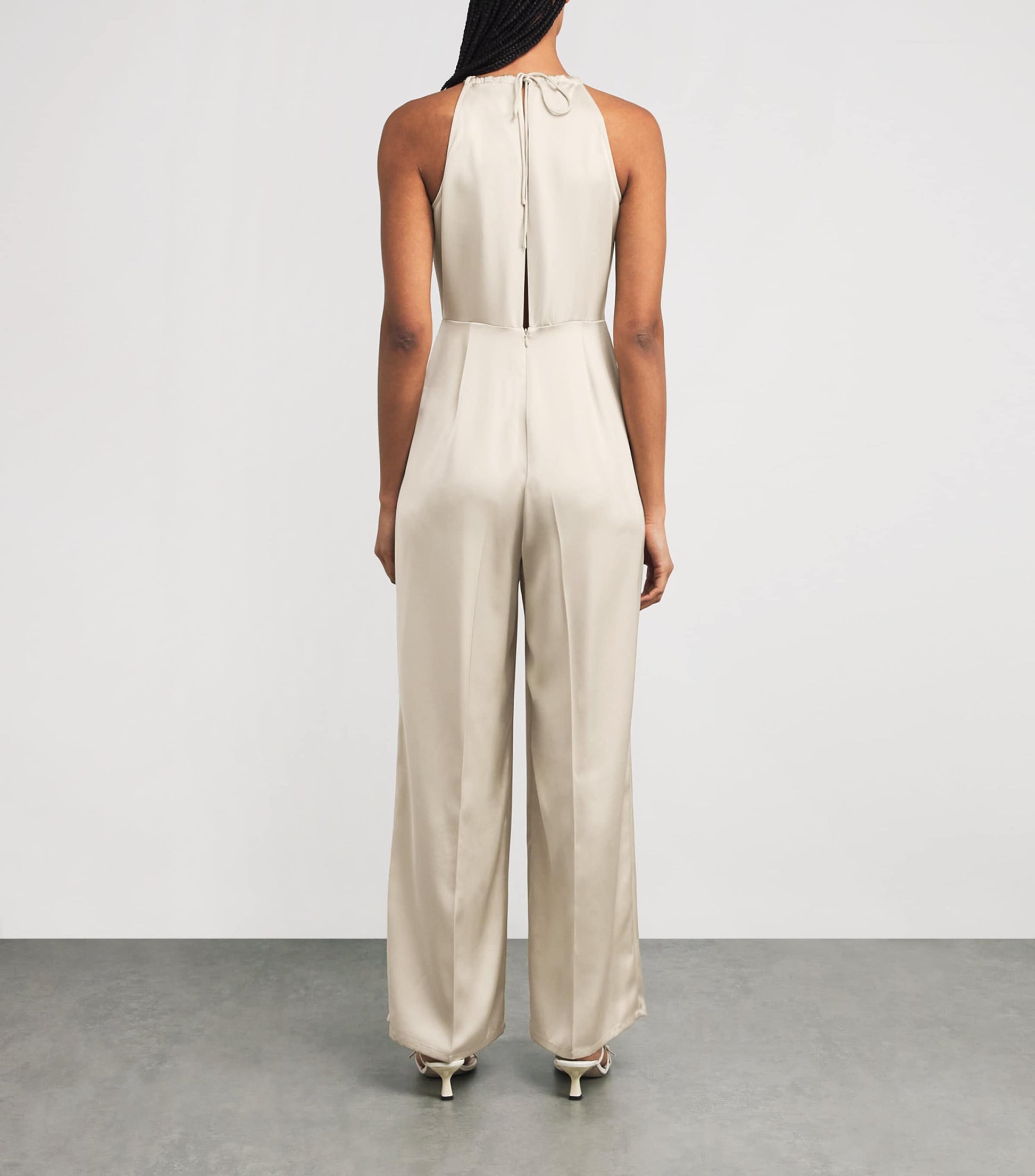 MAX&Co. White Satin Halterneck Jumpsuit