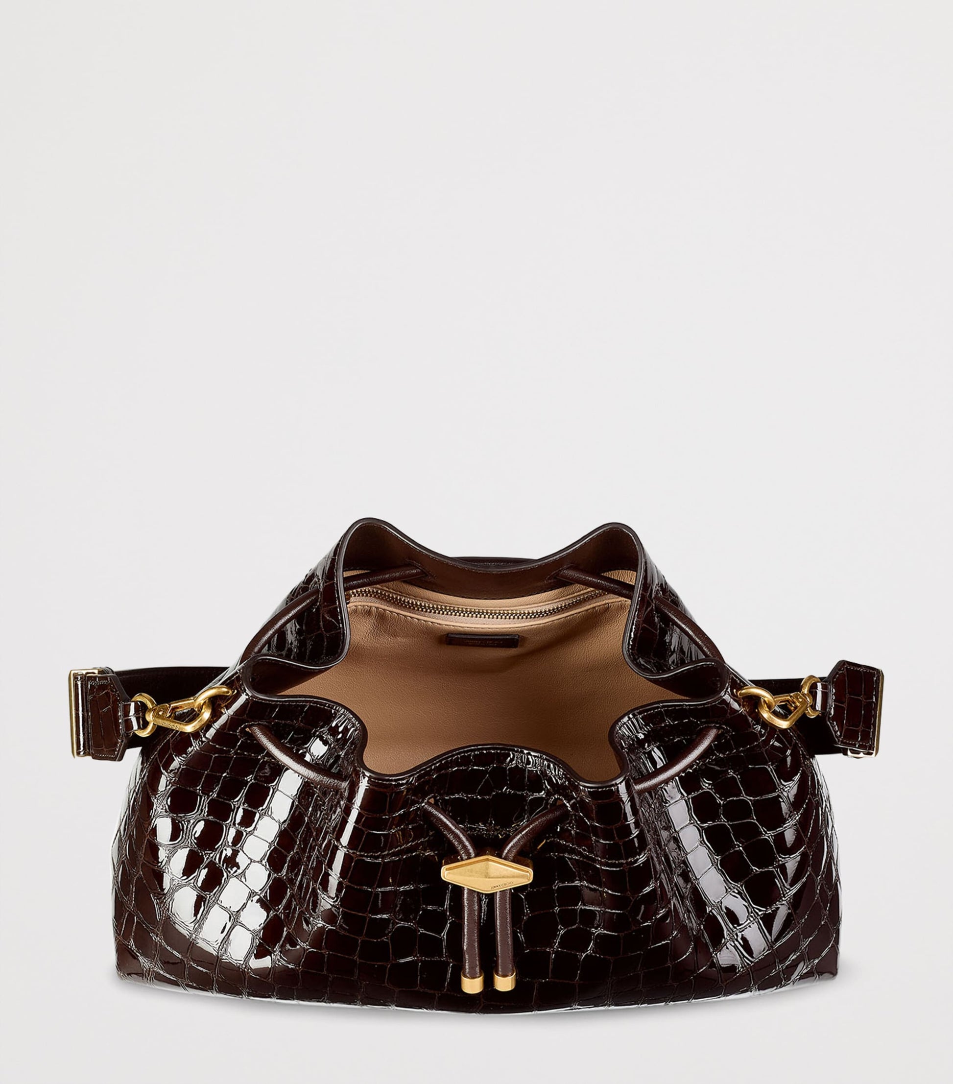 Jimmy Choo Brown Medium Cinch Leather Shoulder Bag