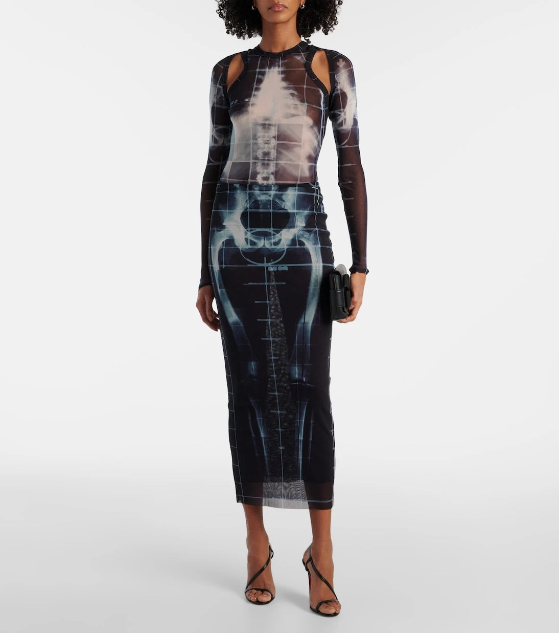 Jean Paul Gaultier - Squeletor semi-sheer mesh maxi skirt