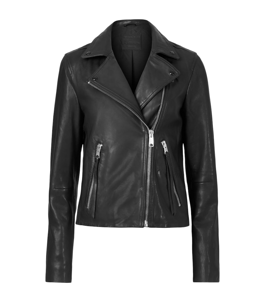 AllSaints Black Leather Dalby Biker Jacket