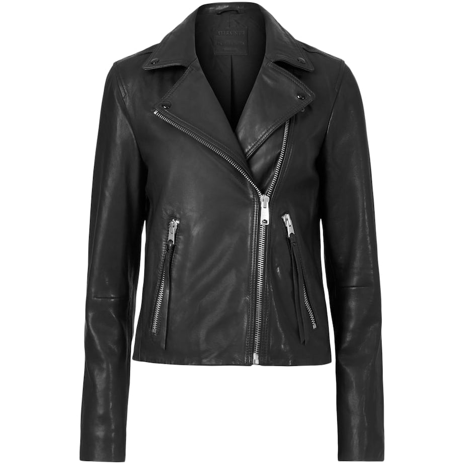 AllSaints Black Leather Dalby Biker Jacket
