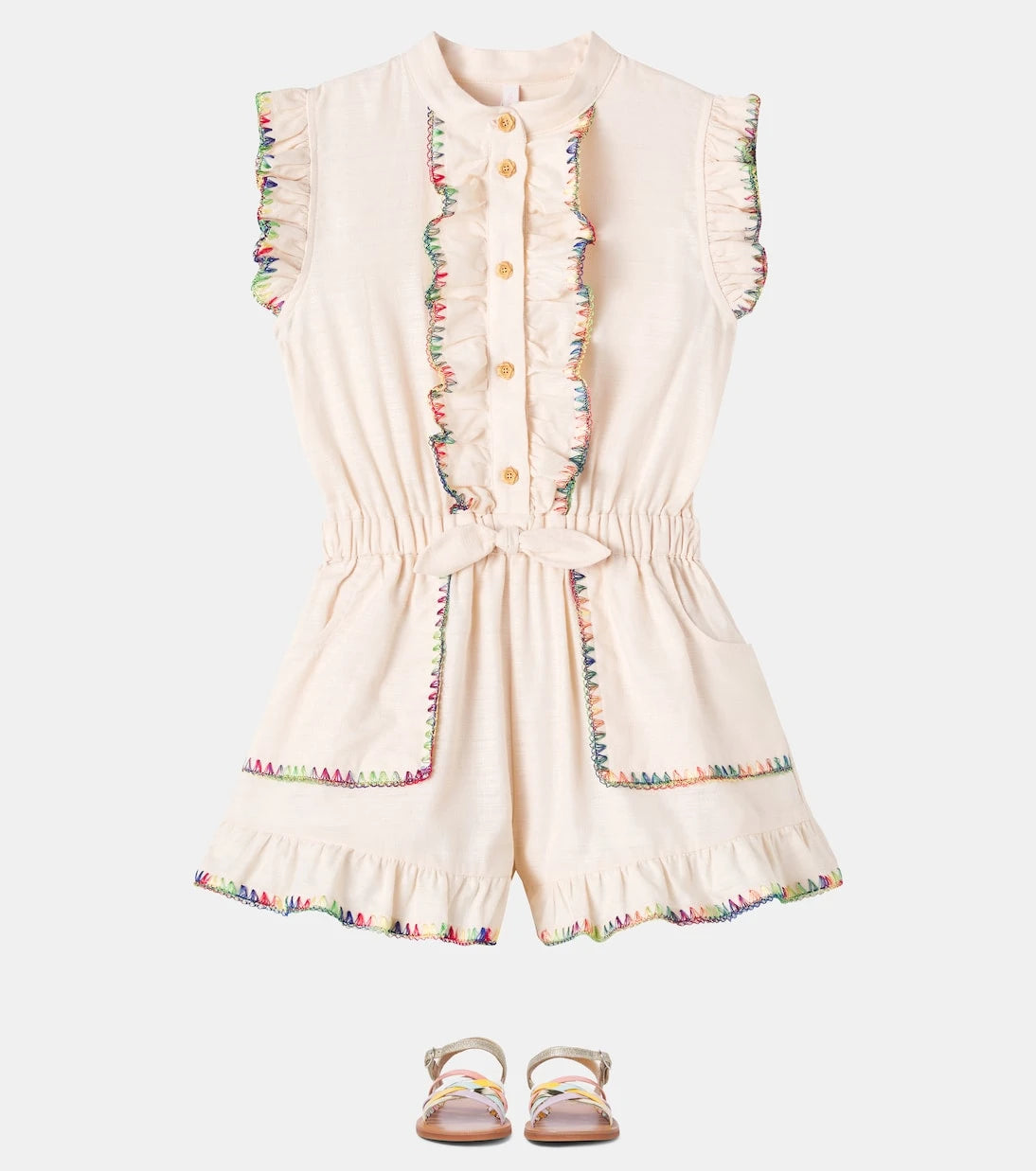 Zimmermann Kids - Lucky embroidered cotton playsuit