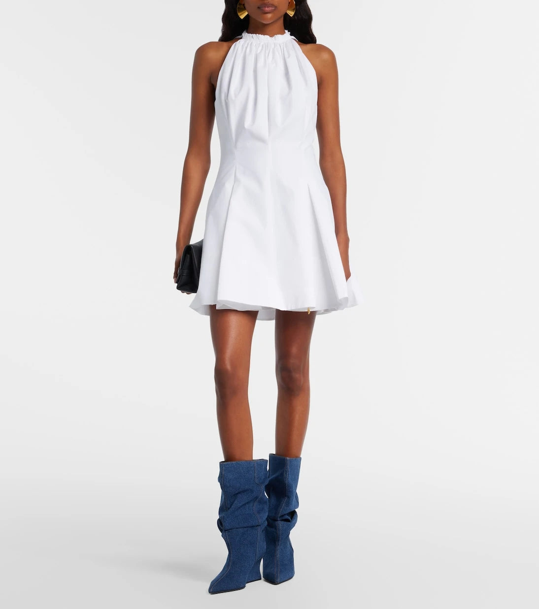 Balmain - Ruched cotton poplin minidress