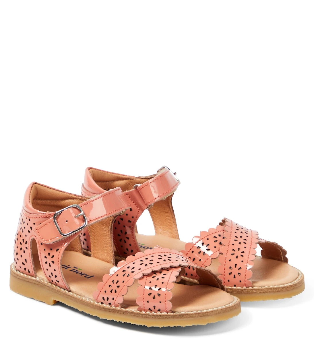 Petit Nord - Crossover Scallop Flower patent leather sandals