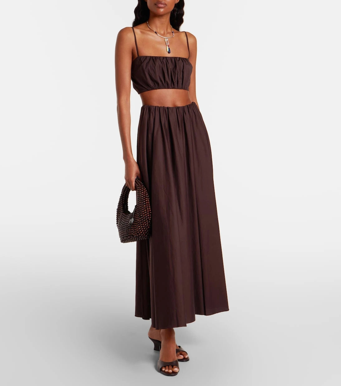 Staud - Milano pleated cotton-blend maxi skirt