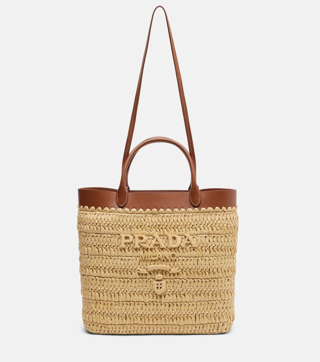 Prada - Small crochet raffia tote bag