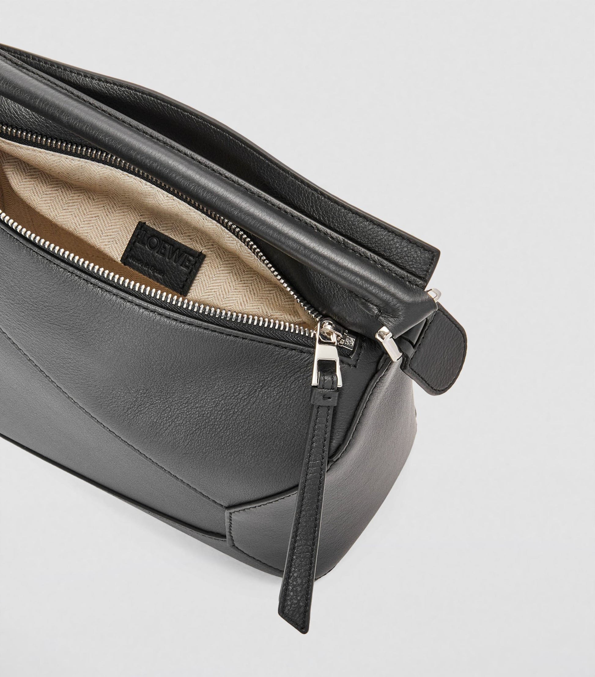LOEWE Black Small Leather Puzzle Edge Top-Handle Bag