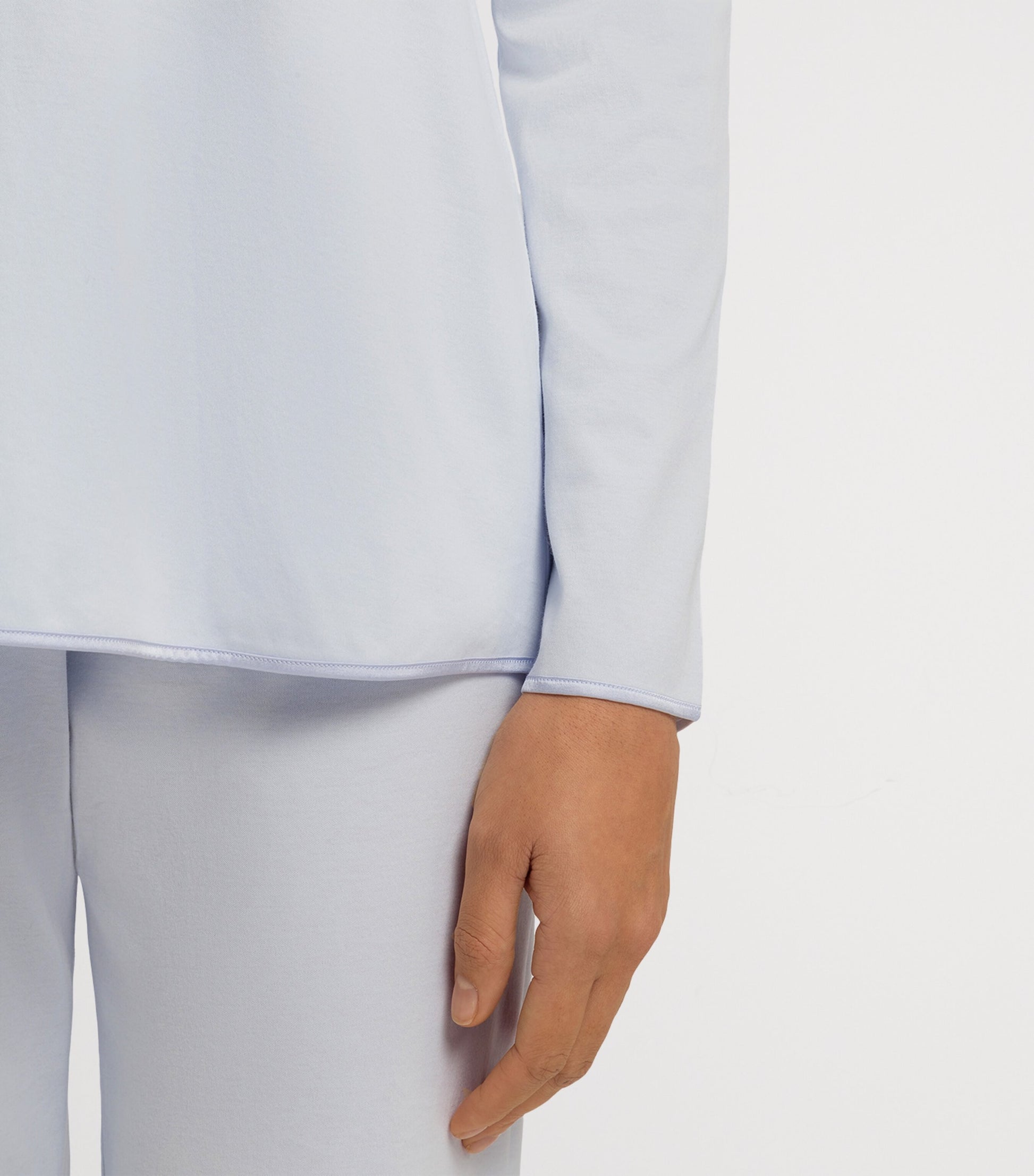 Hanro Blue Cotton Long-Sleeve Pyjama Set