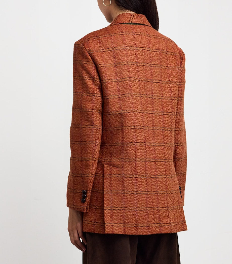 Yellow Wool-Blend Check Jacket