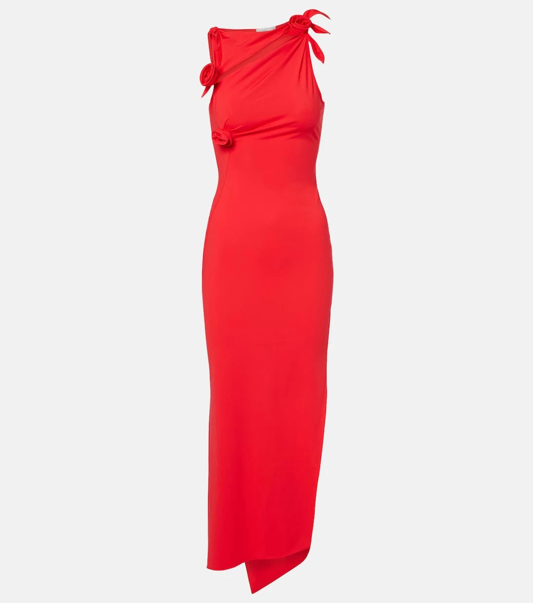Coperni - Floral-appliqué asymmetric jersey maxi dress