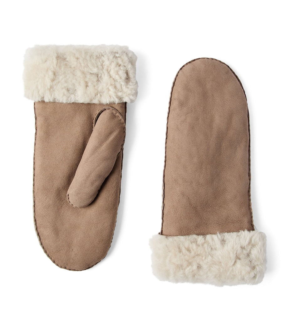 Brown Shearling Mittens