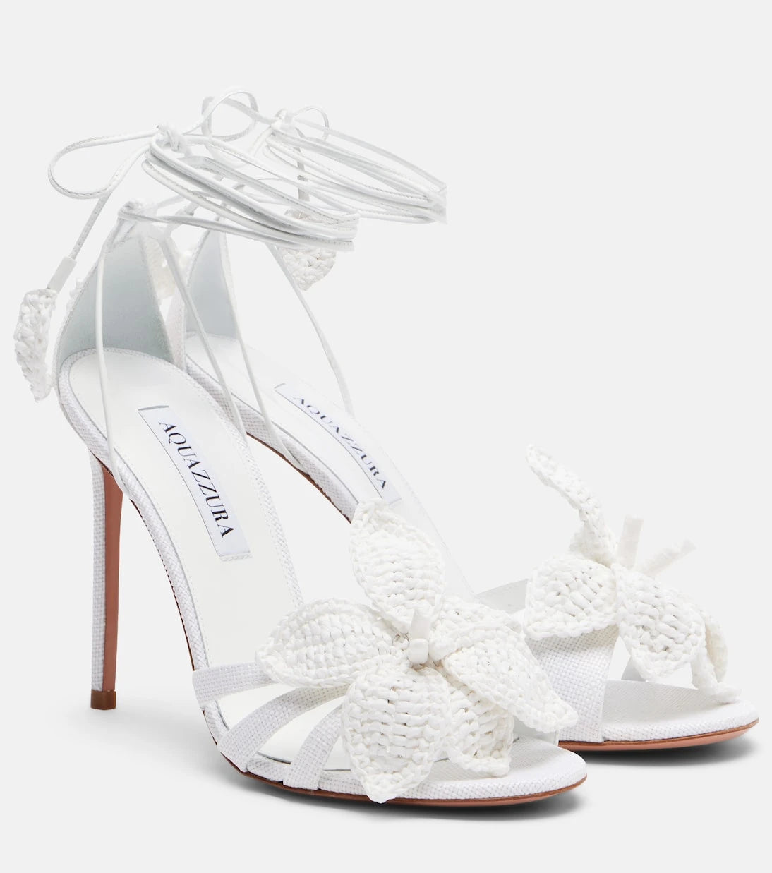 Aquazzura - Calypso leather-trimmed raffia sandals