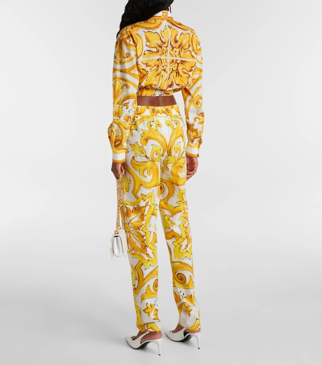 Dolce&Gabbana - Majolica high-rise cotton straight pants