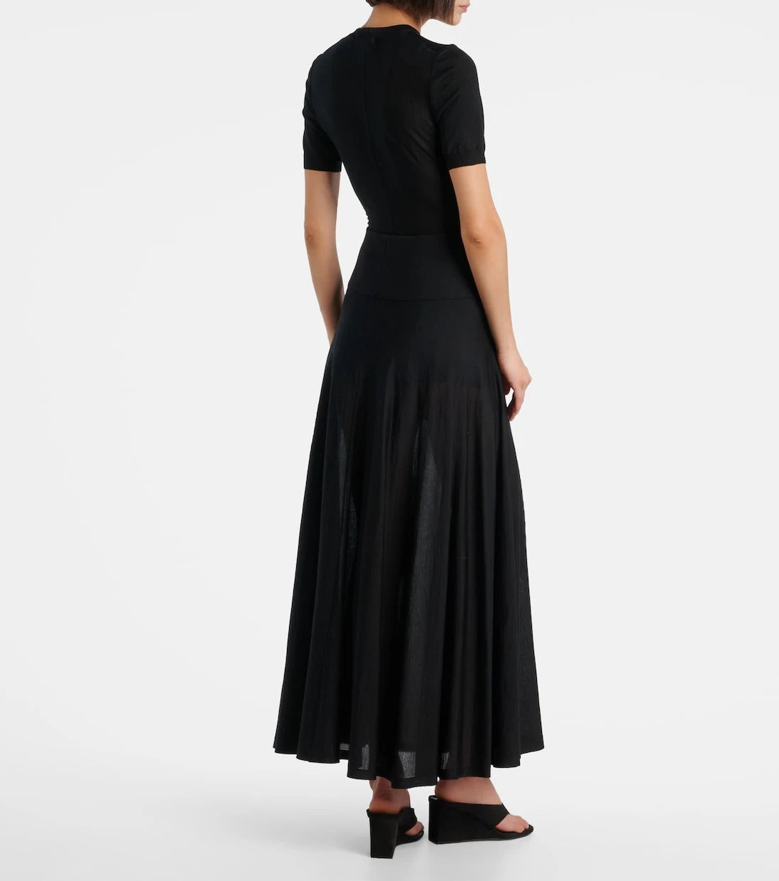 Alaïa - Flared virgin wool maxi skirt