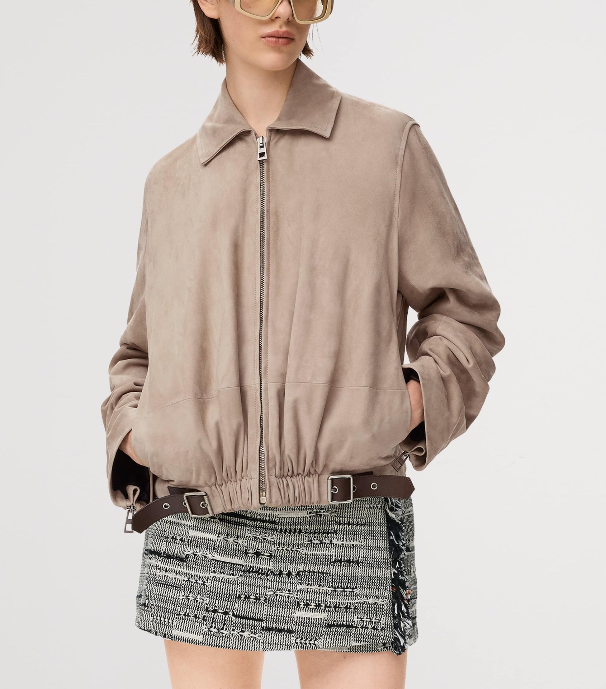 LOEWE Beige Suede Buckled Shirt Jacket