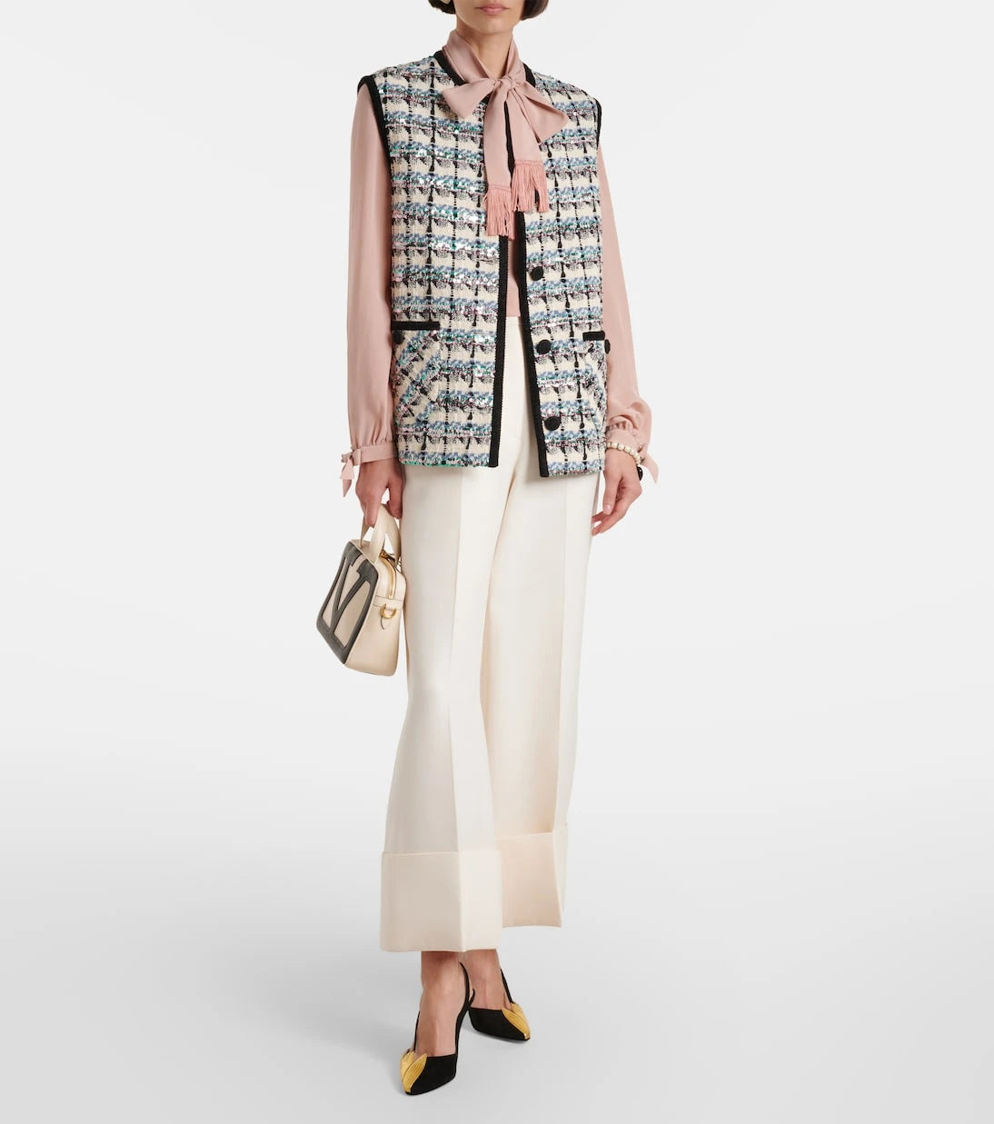 Valentino - Mossi sequined cotton-blend tweed vest