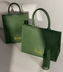 Green Large Cotton Logo Tote Bag