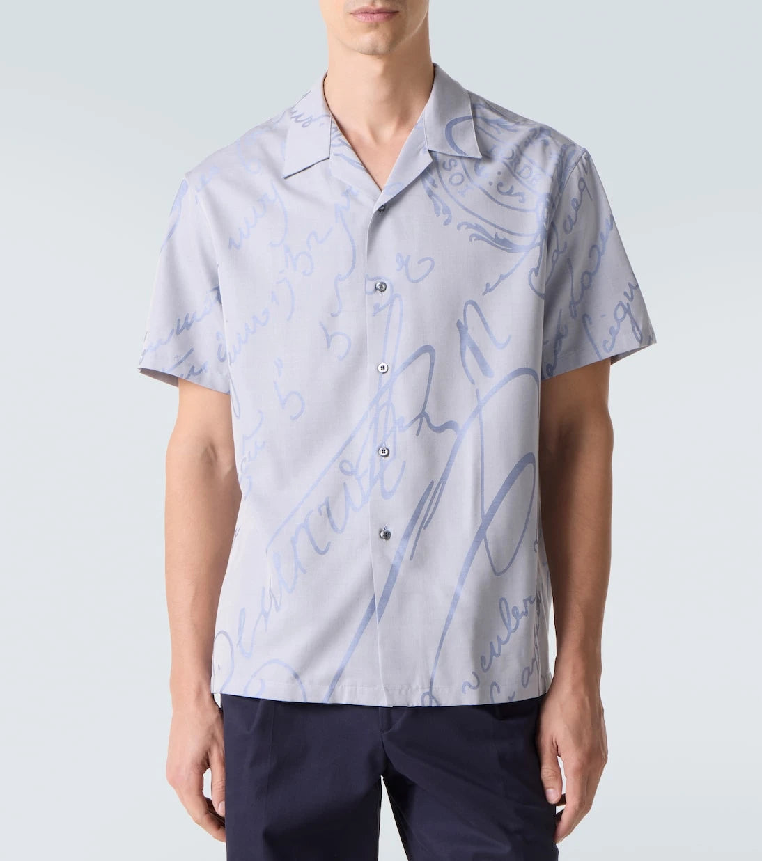 Berluti - Printed cotton, wool, and silk bowling shirt