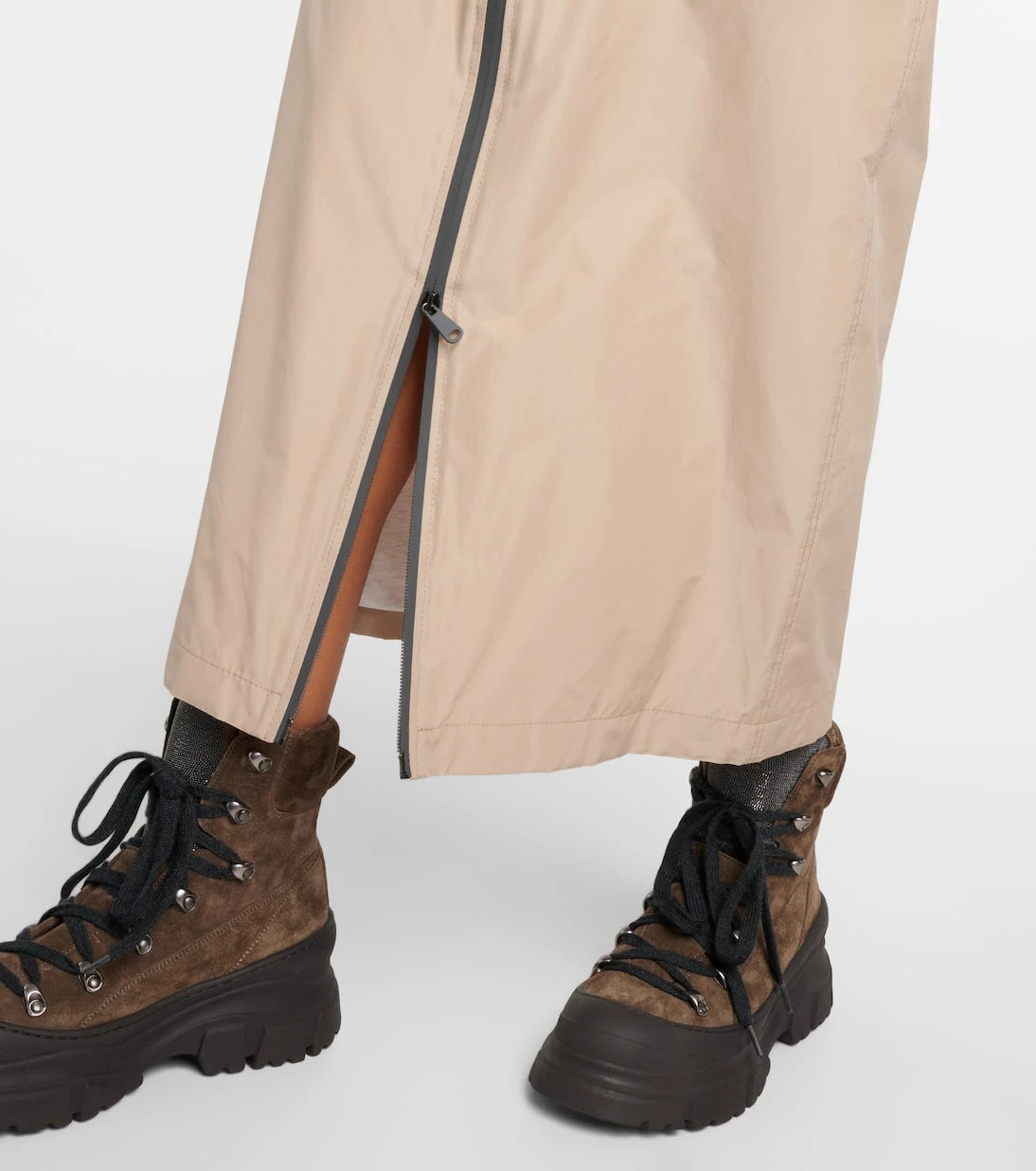 Brunello Cucinelli - Zip-up taffeta maxi skirt