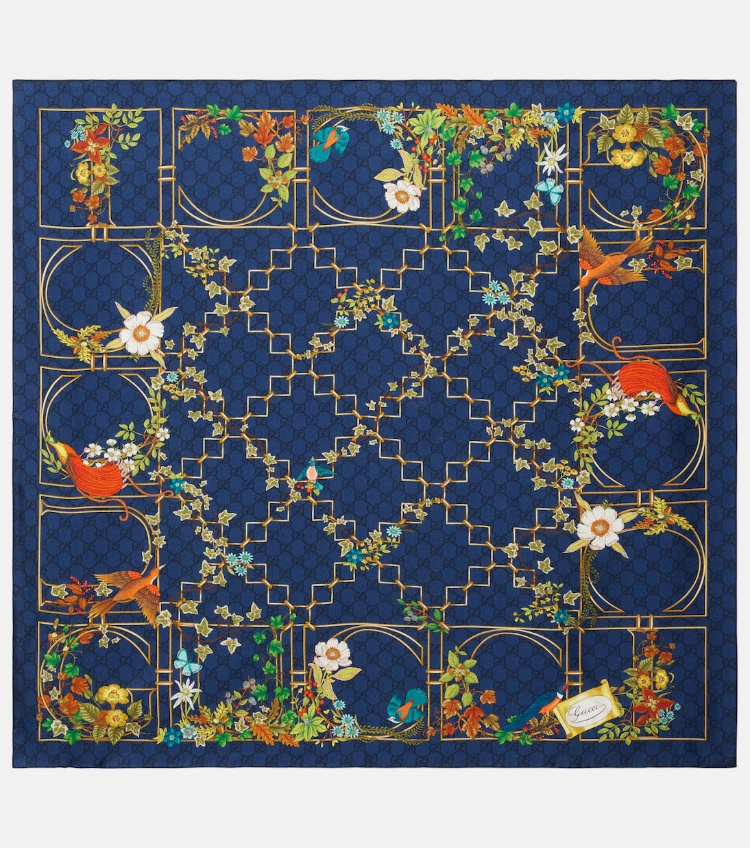 Gucci - GG floral silk twill scarf