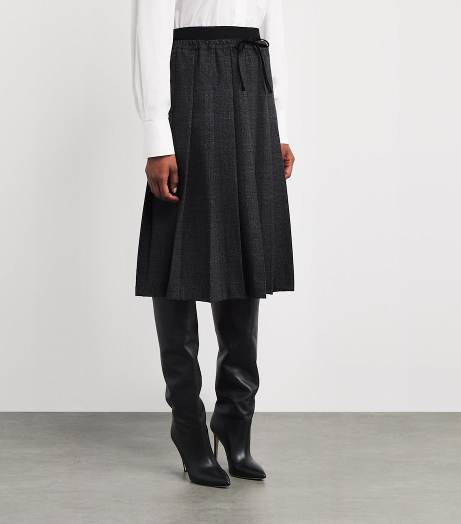 Pleated Rhinestone-Embellished Midi Skirt