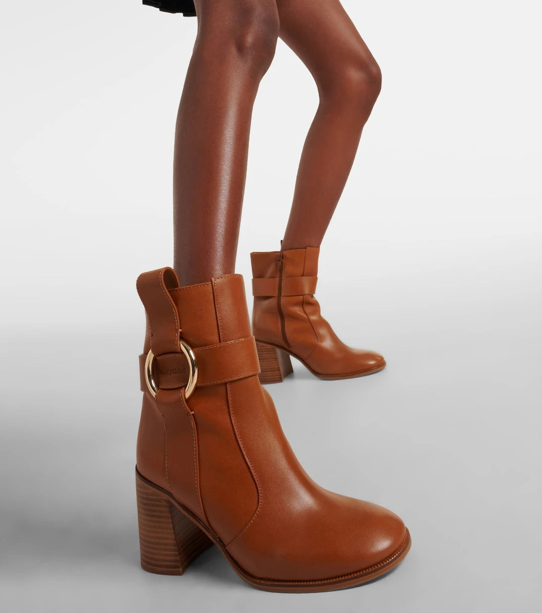 See By Chloé - جزمة الكاحل الجديدة 80 جلدية