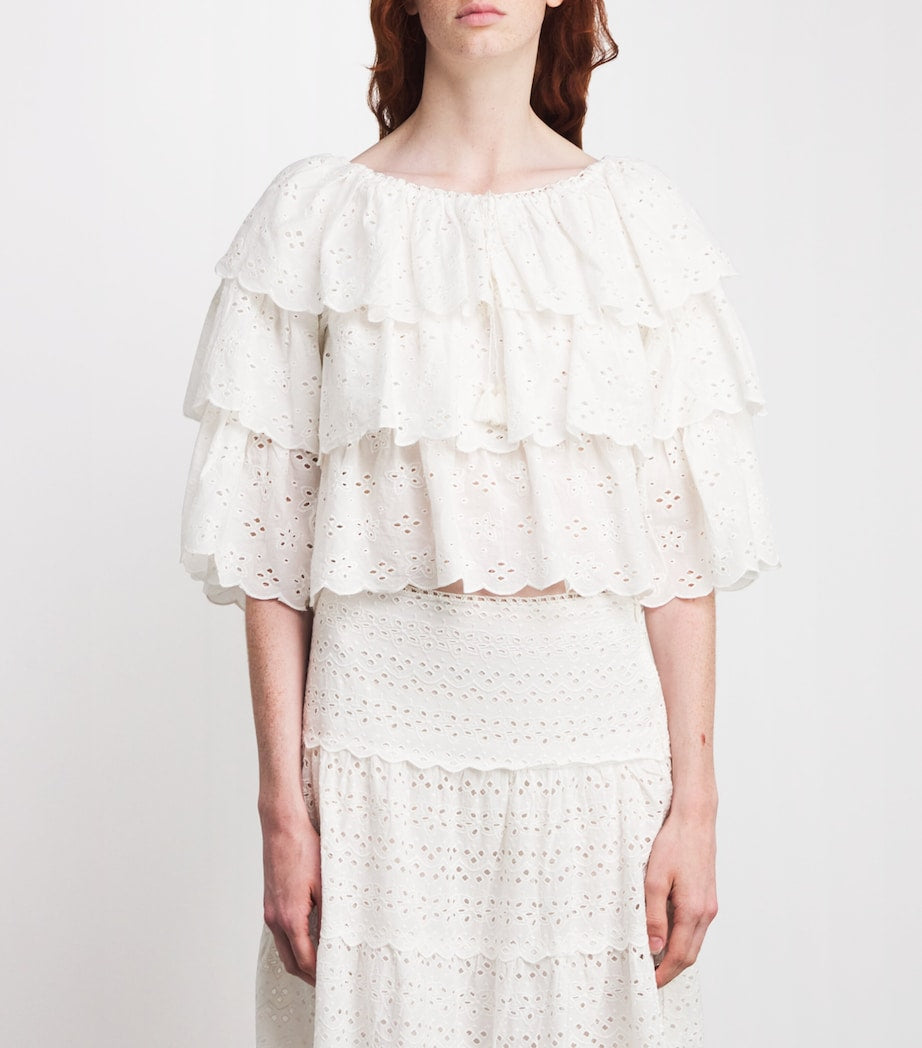 Ivory Cotton Broderie Caserta Top