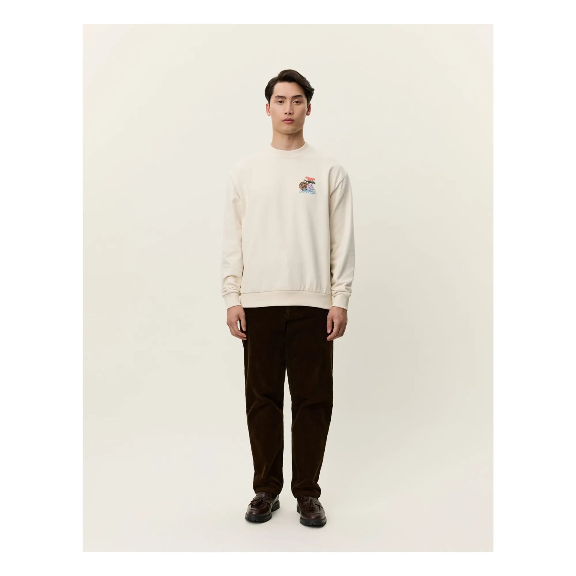 Les Deux - Cole Table Cotton Organic Round Neck Sweater | Ivory