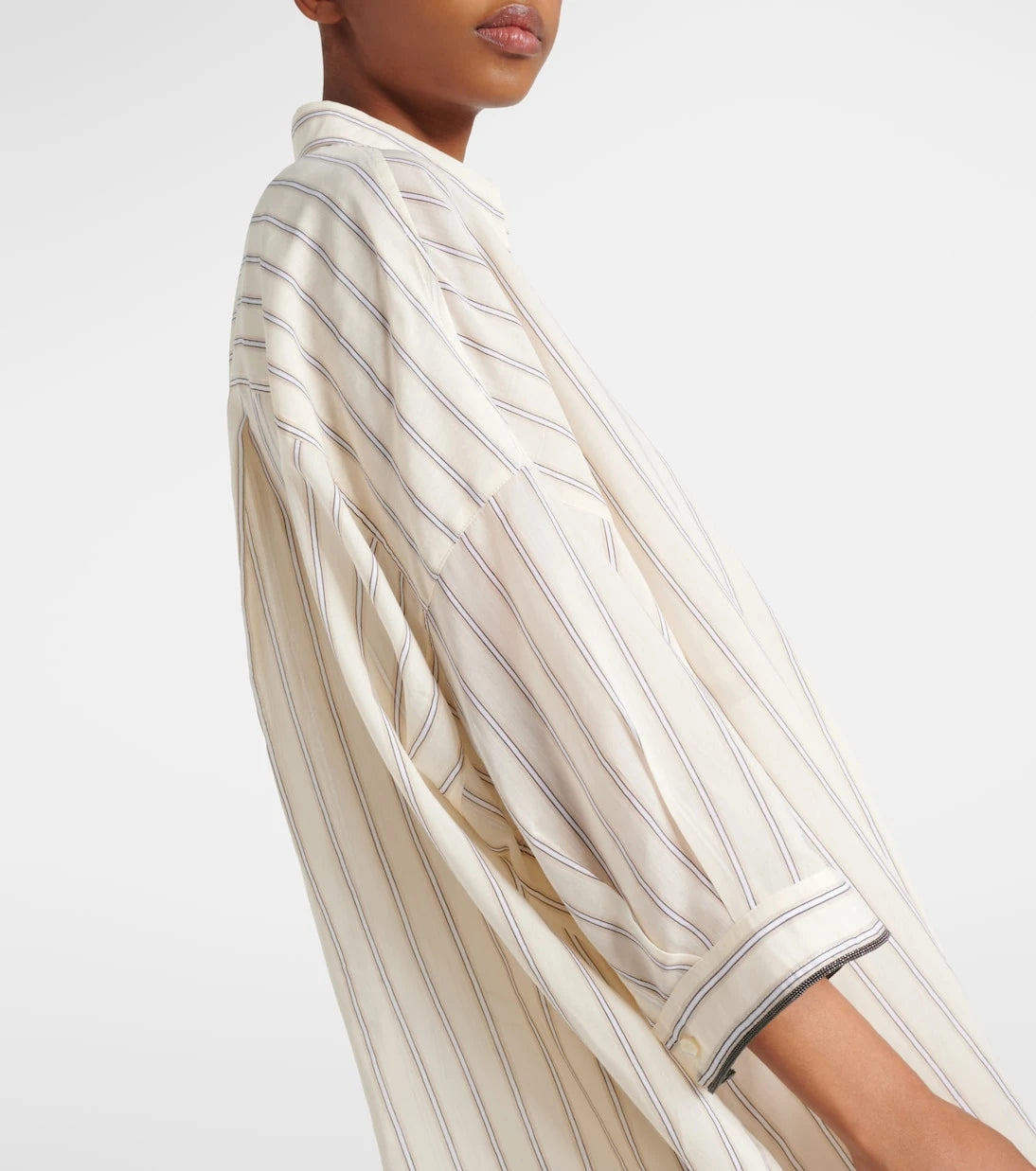 Brunello Cucinelli - Striped cotton and silk shirt